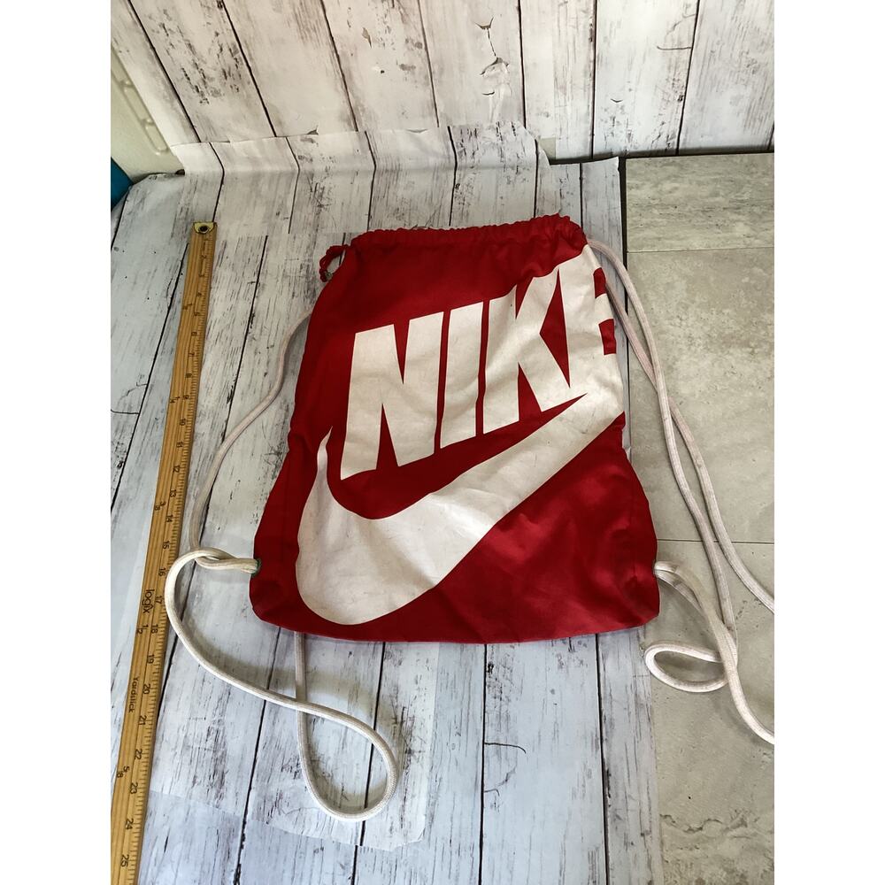 Nike Drawstring Backpack String Bag Red Workout A… - image 2